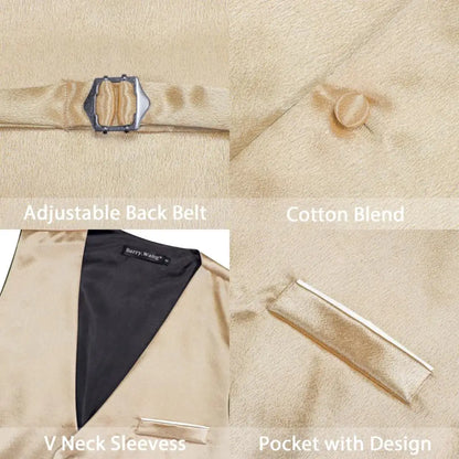 Men's Satin Vest Slim Fit Single-Breasted Waistcoat for Weddings and Formal Occasions