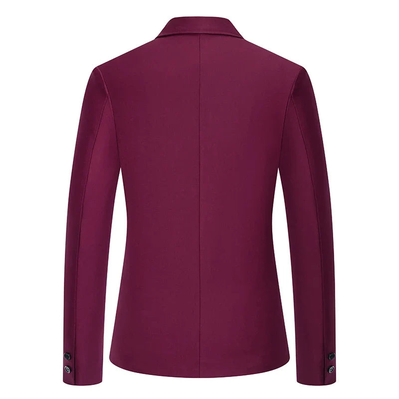 Blazer Men's Fashion Gentleman Solid Color Comfortable Business Color Match with Fake Two Wedding Casual Banquet Slim Suit