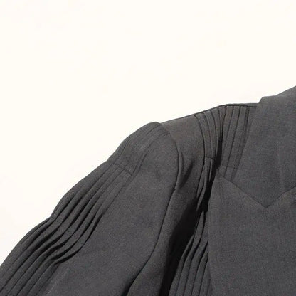 Women Blazer Turn-down Collar Single Button Pleated High-end Elegant Fashion Jacket Office Lady Ins Coat New Spring HK11499
