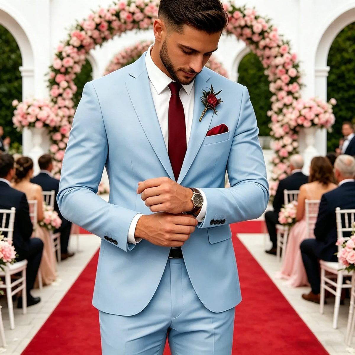 Men's 2-Piece Velour Suit – Slim Fit Blazer and Pants for Wedding, Prom & Formal Occasions