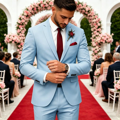 Men's 2-Piece Velour Suit – Slim Fit Blazer and Pants for Wedding, Prom & Formal Occasions