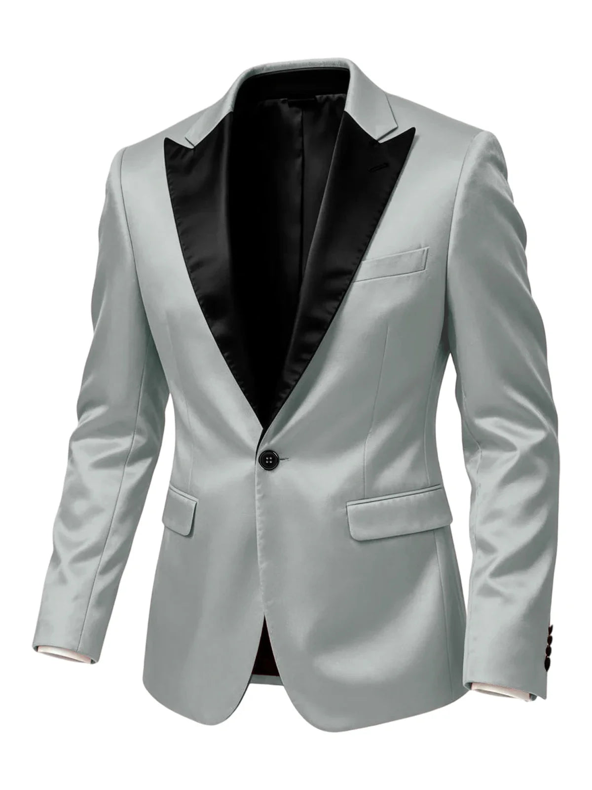Men'sn Satin Tuxedo Blazer Black Peak Lapel One Button Slim Fit Suit Jacket Formal Business Casual Suit For Wedding Party Prom