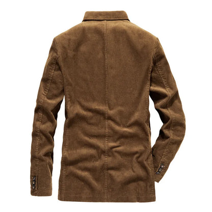 High Quality Men's Corduroy Blazer Oversized Male Suit Jacket Solid Casual Blazers Men Clothing Leisure Suit Coats 4XL
