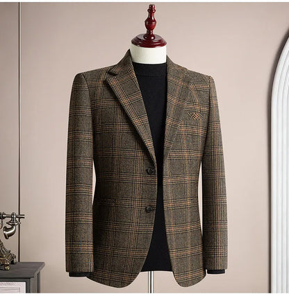 High Qualitys 50% Woolen Men's Suit Jacket Autumn Winter Thicken Warm Business Slim Fit Casual Wedding Groom Coats Tailcoat