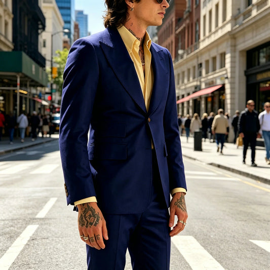 Men's 2-Piece Suit Wide Lapel Slim Fit Blazer and Trousers Set for Wedding Prom and Formal Occasions