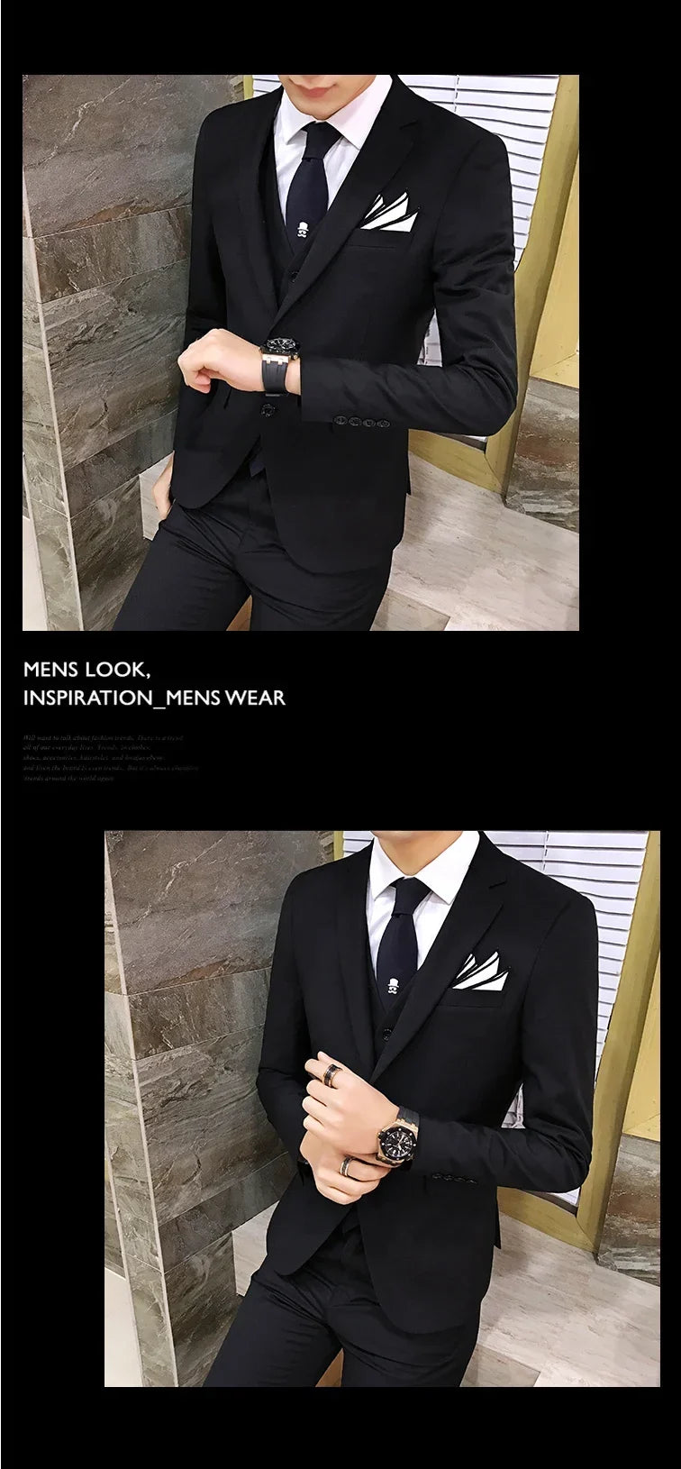 Men's 3-Piece Slim Fit Suit – Business & Wedding Formal Set with Blazer, Vest & Pants