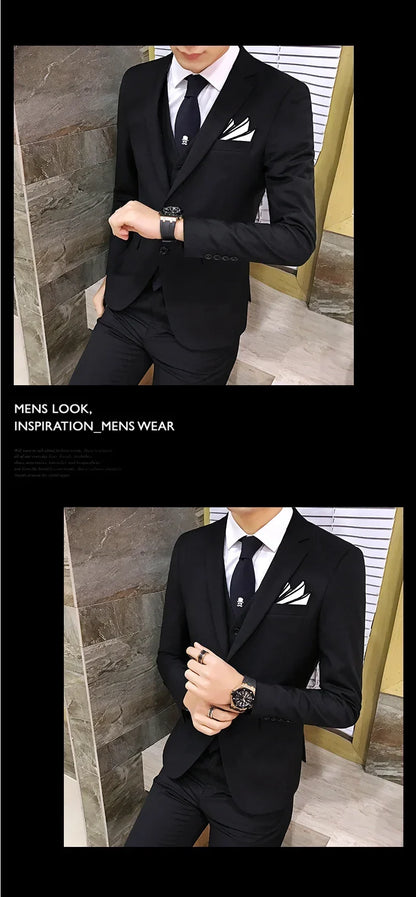 Men's 3-Piece Slim Fit Suit – Business & Wedding Formal Set with Blazer, Vest & Pants