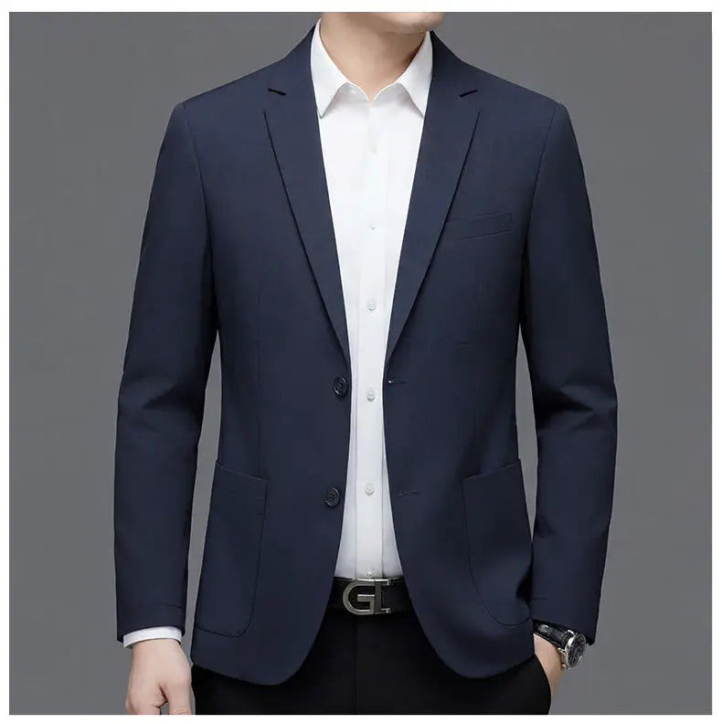 Men's Smart Casual Single-Breasted Collarless Blazer for Spring and Autumn