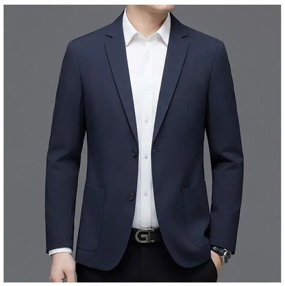 Men's Smart Casual Single-Breasted Collarless Blazer for Spring and Autumn