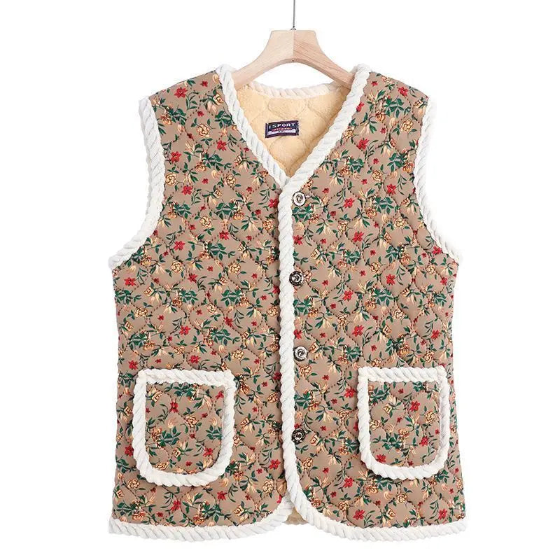 Fashion Thicken Fleece Jacket Women's Vest Open Cardigan Outerwear Loose Autumn Winter New Cotton Waistcoat