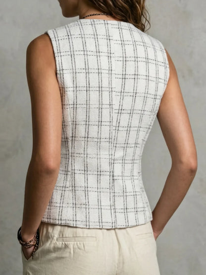 New Arrival Fall & Winter Elegant Minimalist Vest, Chic Tweed‑Style Outerwear Waistcoat