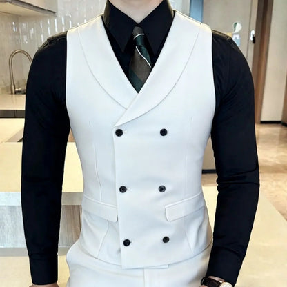 Men's Vest Double Breasted Lapel Waistcoat for Weddings and Formal Occasions