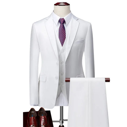 White Men Suits Slim Fit 3 Piece Double Breasted Suit Men Wedding Prom Party Business (Blazer+Vest+Pants) Wedding Suits for Men