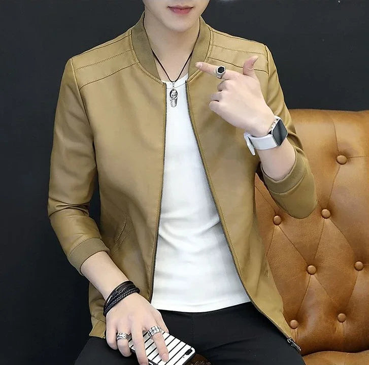 Brown Casual Men's Suit Jackets Trendy 2025 Korean Style Clothes Male Leather Blazer Single Models Luxury Designer Menswear Coat