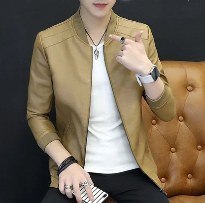 Brown Casual Men's Suit Jackets Trendy 2025 Korean Style Clothes Male Leather Blazer Single Models Luxury Designer Menswear Coat