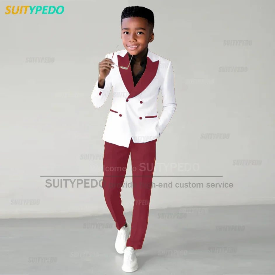 Fashion Children Suit Sets Luxury Wedding Party Flower Boys Slim Fit Costumes Graduation Ceremony Formal Blazer Pants Two Pieces