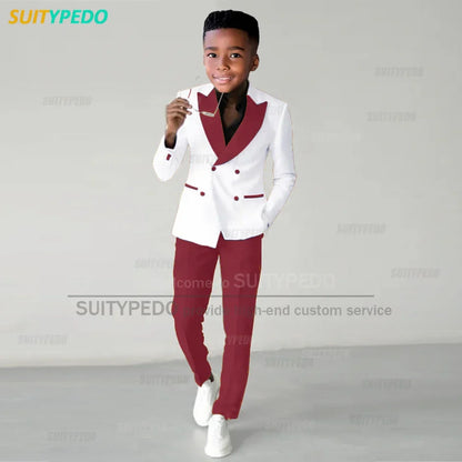 Fashion Children Suit Sets Luxury Wedding Party Flower Boys Slim Fit Costumes Graduation Ceremony Formal Blazer Pants Two Pieces