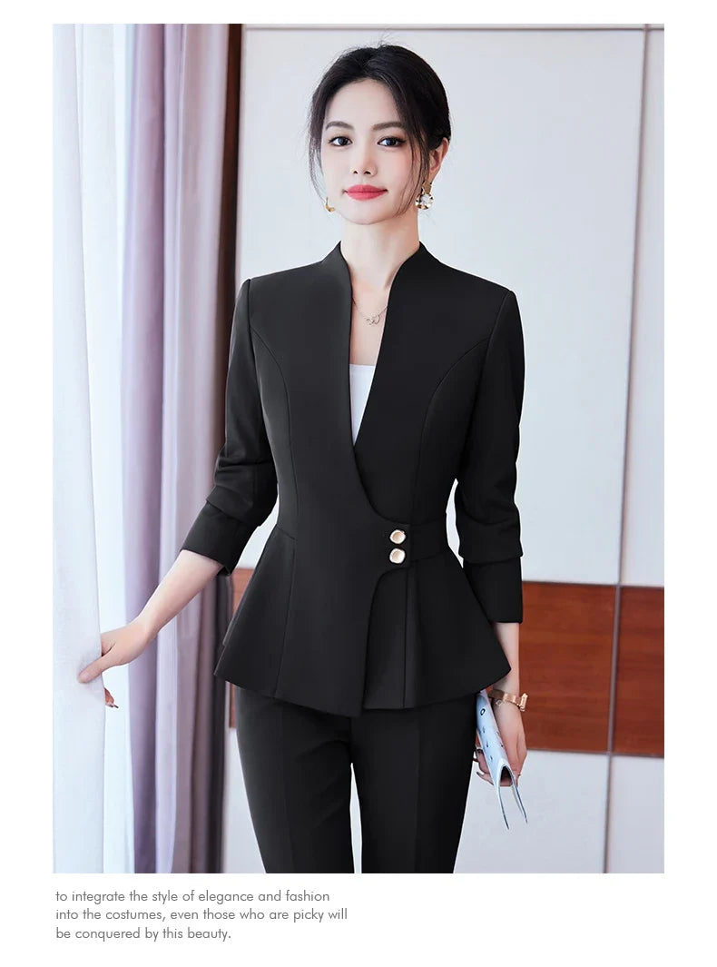 Long-Sleeved Suit for Women, Elegant Jacket and Trousers, Business and Work Uniform, Office Ladies, Special Fashion, 2025