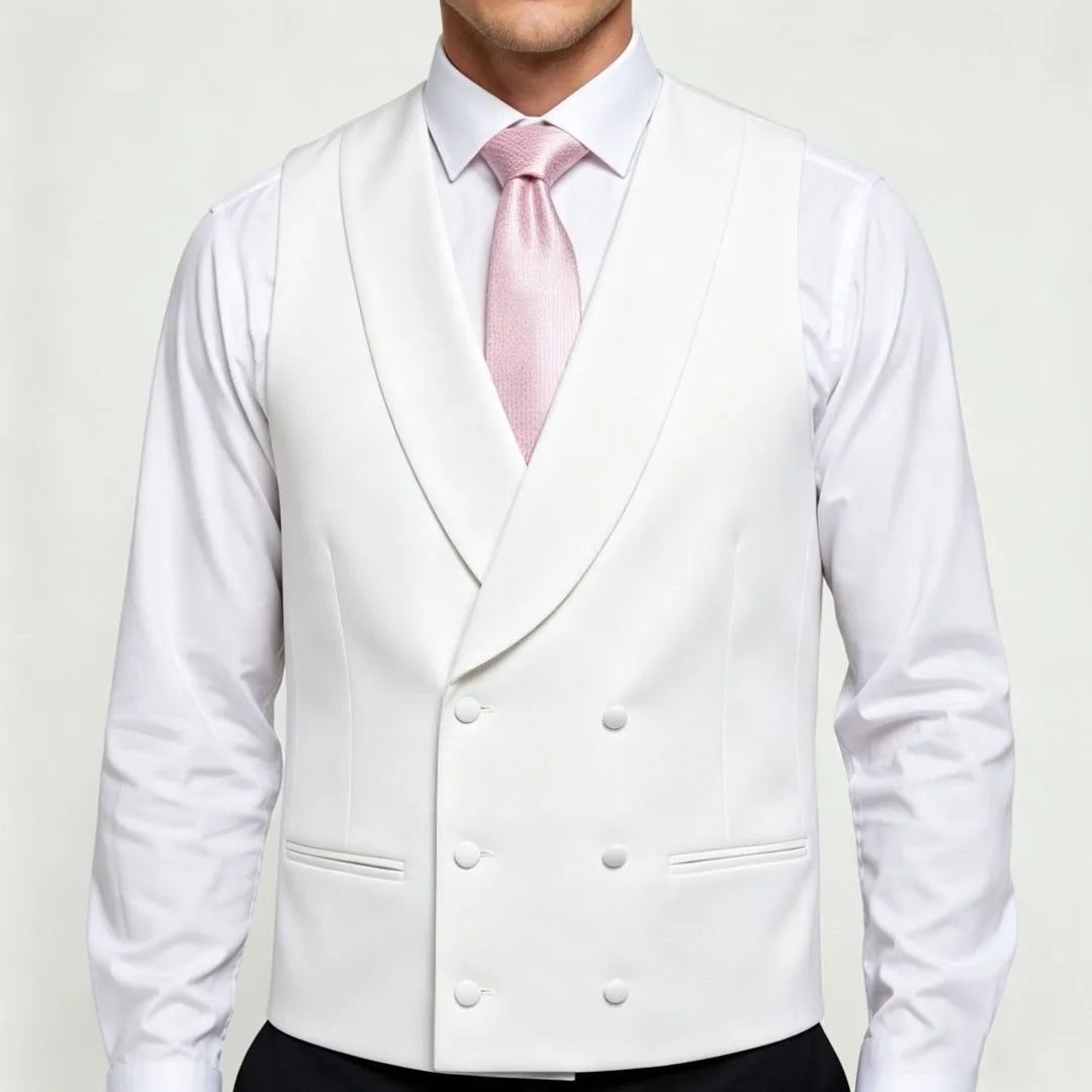 Men's Double Breasted Vest – Formal Lapel Waistcoat for Wedding & Business