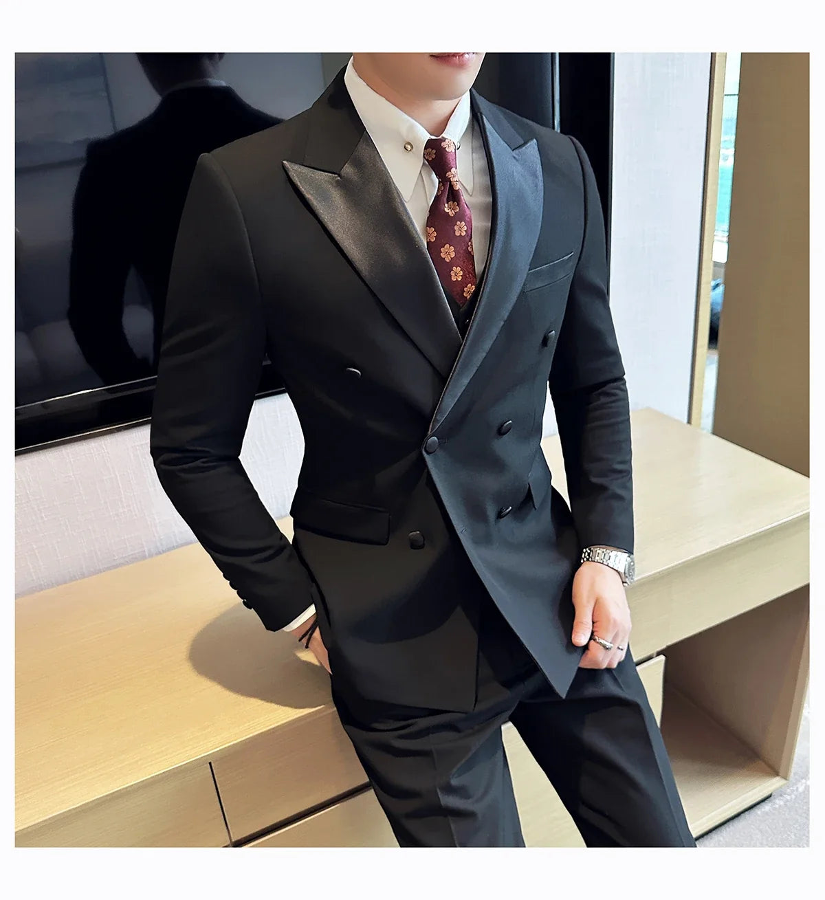 Plus Size 6XL 5XL Men Formal Business Suit 3 Set Pieces Classic Slim Fit Business Suits Sets Autumn Men Wedding Party Tuxedo