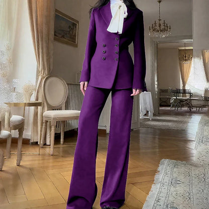 2025 New Women Casual Blazer Suit Set with Double-breasted Office Formal Pant Suit Separates Slim Fit Custom Made Traje de Mujer