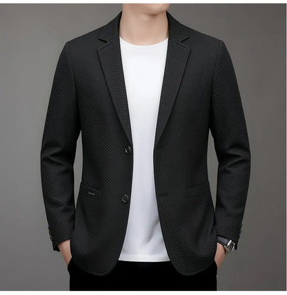 Men's Slim Fit Plaid Blazer for Weddings, Business & Casual Wear – Single Breasted