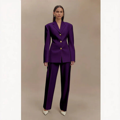 Dark Blue Women Suits Customized Slim Fitted Single-breasted Two Pieces(Jacket+Trousers) Ladies Formal Party Wedding Set