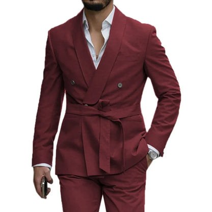 Slim Fit Shawl Lapel Men's Wedding Suits 2 Piece Formal Business Groom Wear Fashion Style Blazer Pants Tuxedos Costume Homme