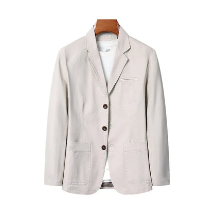 Blazer Man Retro Turn Down Collar Single-breasted Men Suit Coat Loose Pocket Long Sleeve Versatile Male Casual Outerwear
