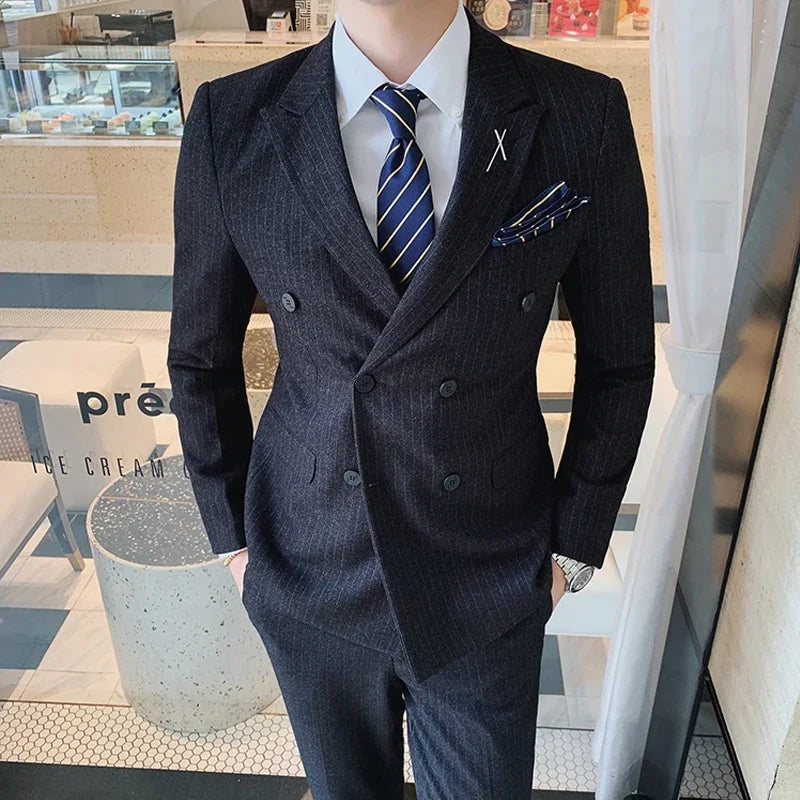 Men's 3-Piece Formal Suit Slim Fit Blazer Vest Pants for Wedding Business Smart Casual