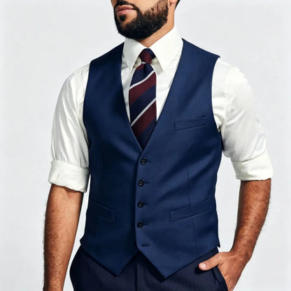Men's Formal Vest – Single Breasted V-Neck Suit Waistcoat for Weddings & Business
