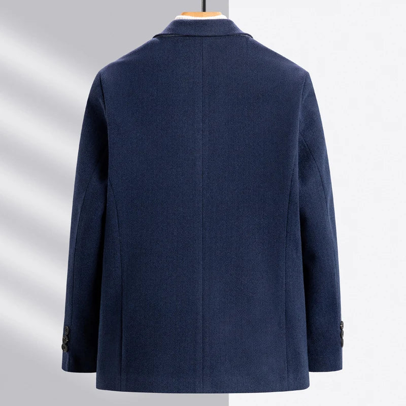 Men's Wool Blend Single-Breasted Blazer for Business and Smart Casual Wear