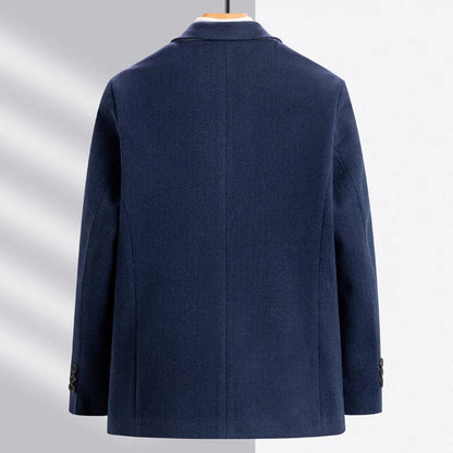 Men's Wool Blend Single-Breasted Blazer for Business and Smart Casual Wear