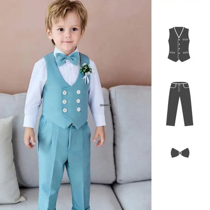 Boys Formal Suit Set – Vest, Pants & Bowtie for Kids