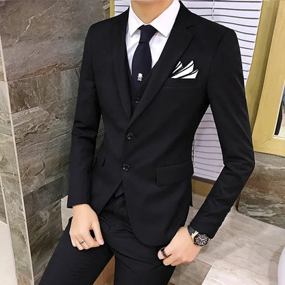 Men's 3-Piece Slim Fit Suit – Business & Wedding Formal Set with Blazer, Vest & Pants