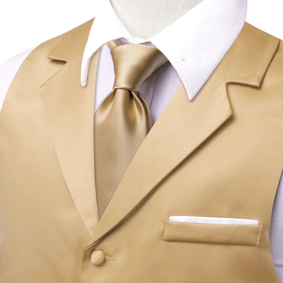 Men's Vest with Tie Jacquard V-Neck Waistcoat for Casual Business and Party Occasions – Champagne