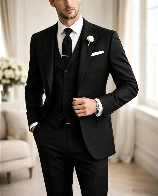 Men's 3-Piece Suit – Single Breasted Formal Jacket Vest Pant for Prom & Business