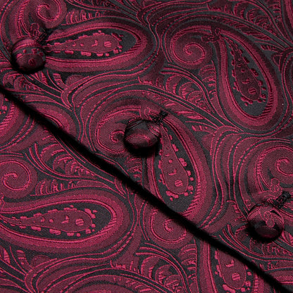 Men's Paisley Waistcoat Set – Single Breasted Vest with Matching Tie for Weddings and Formal Events