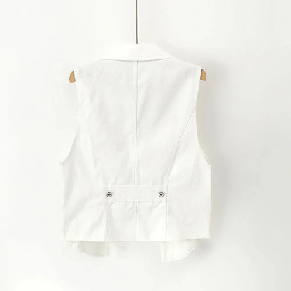 New White Denim Vest Women Waistcoat Slim Short Cowboy Sleeveless Jacket Casual Jeans Vests Female Outerwear Chaleco Mujer
