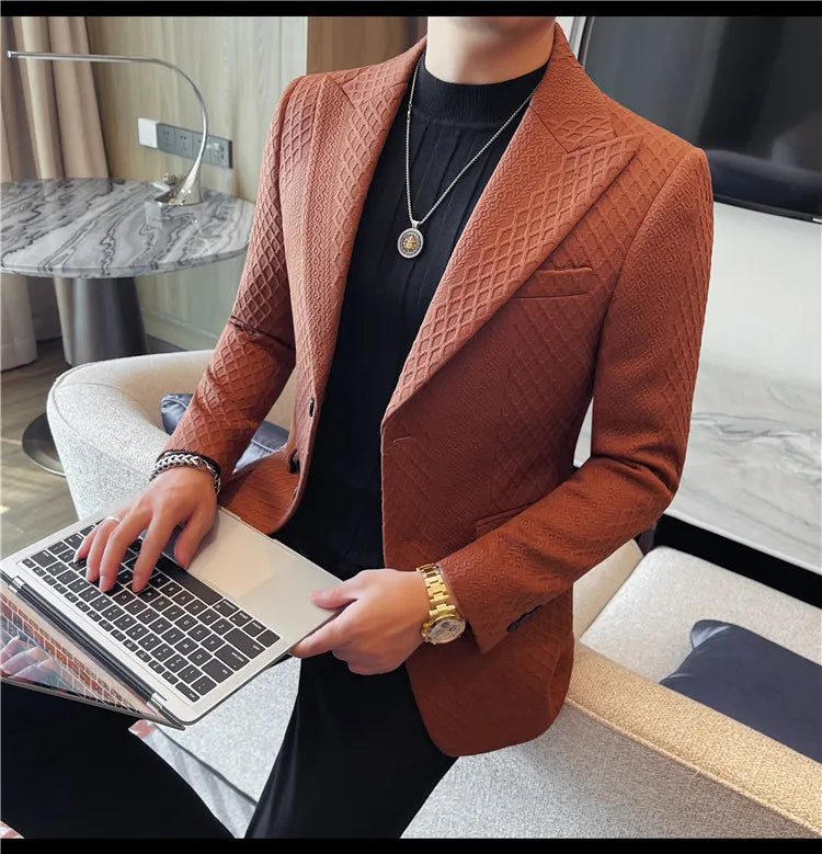 Autumn Winter Single Breasted Wedding Suit Jacket for Men Business Casual Slim Fit Blazers Banquet Party Social Suit Jackets