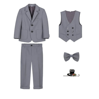 Children Formal Beige Piano Party Dress Kids Graduation Ceremony Photograph Suit Flower Boys Host Performance Dance Show Costume