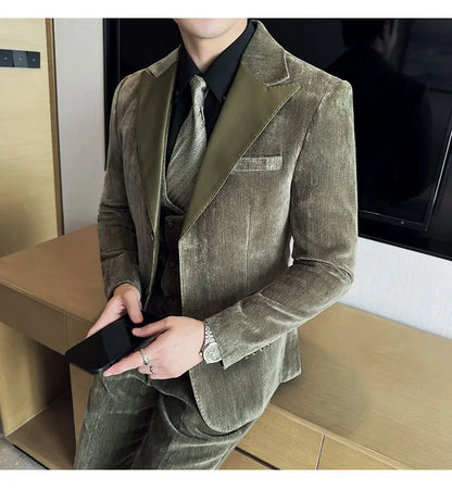 Men's Slim Fit 3-Piece Suit – Smart Casual & Wedding Formal Set
