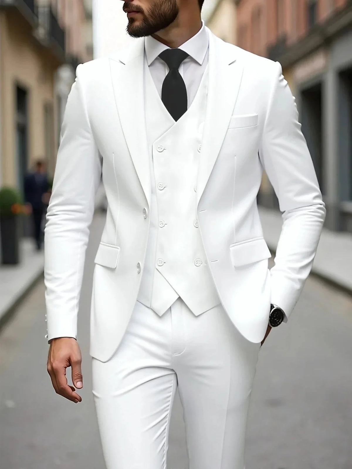 Costumes de Mariage Classiques Tuxedos Slim Fit Marié Pour Homme 3 Pièces Costume de Garçon d'Honneur Homme Formel Costume d'Affaires Homme (Veste+Gilet+Pantalon)