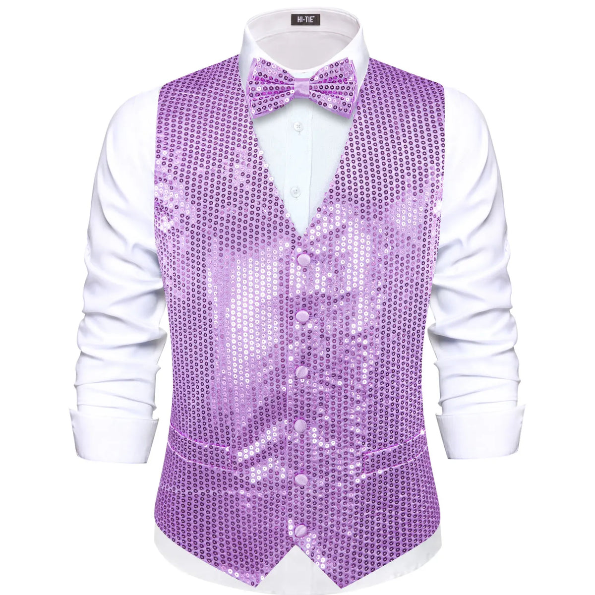 Men's Sequin Suit Vest with Bow Tie Set for Weddings and Formal Events