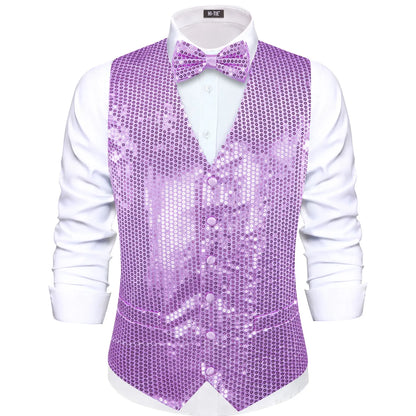 Men's Sequin Suit Vest with Bow Tie Set for Weddings and Formal Events