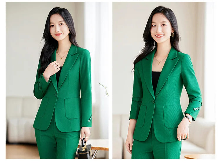 Brown Suits Women 2024 New Autumn High End Fashion Temperament Business Slim Blazer And Pants Sets Office Lady Work Wear