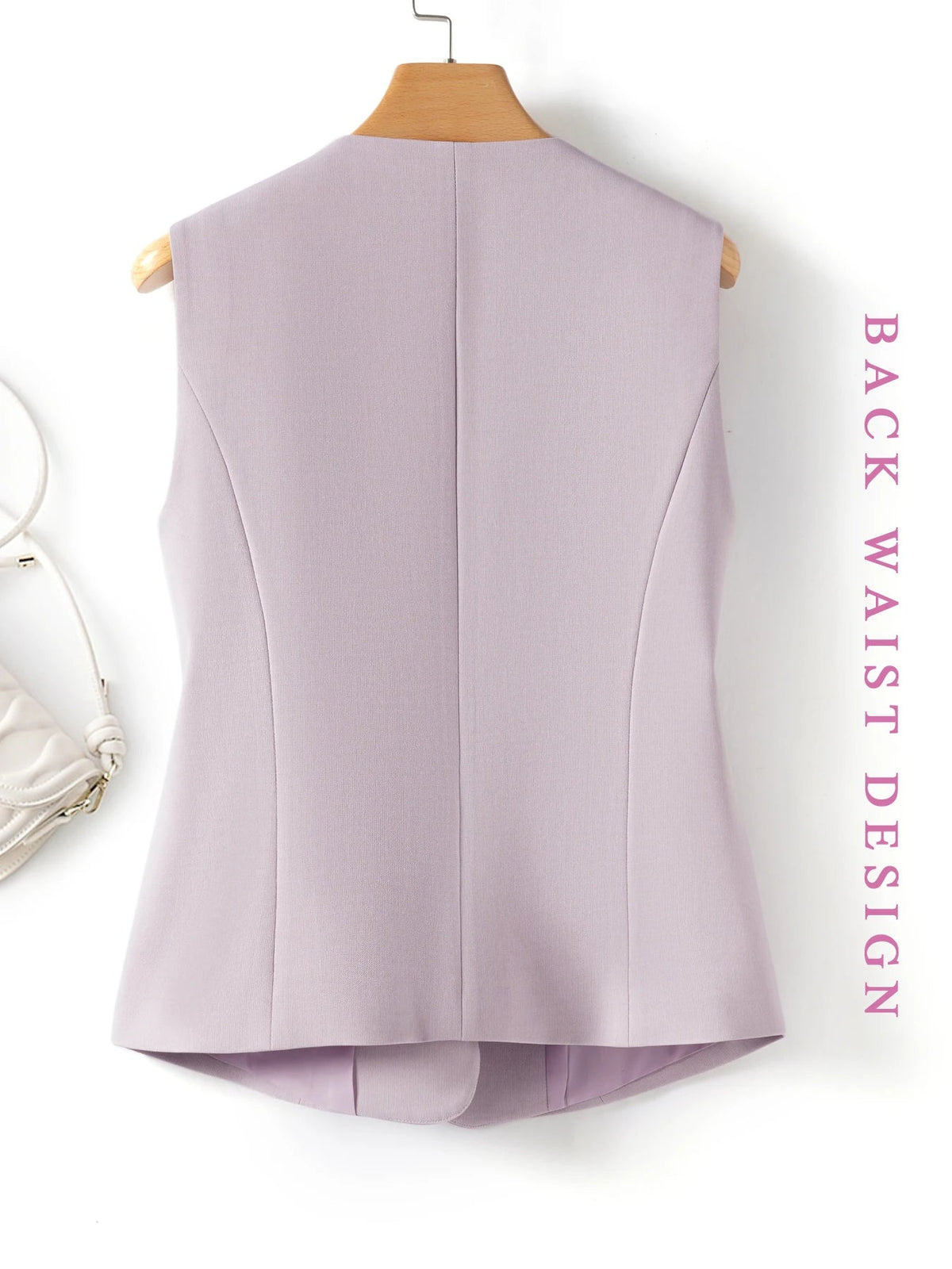 Whitevneck Short Vest for Women Spring & Fall Single-Breasted Slim Workplace Elegant Fashionable Top