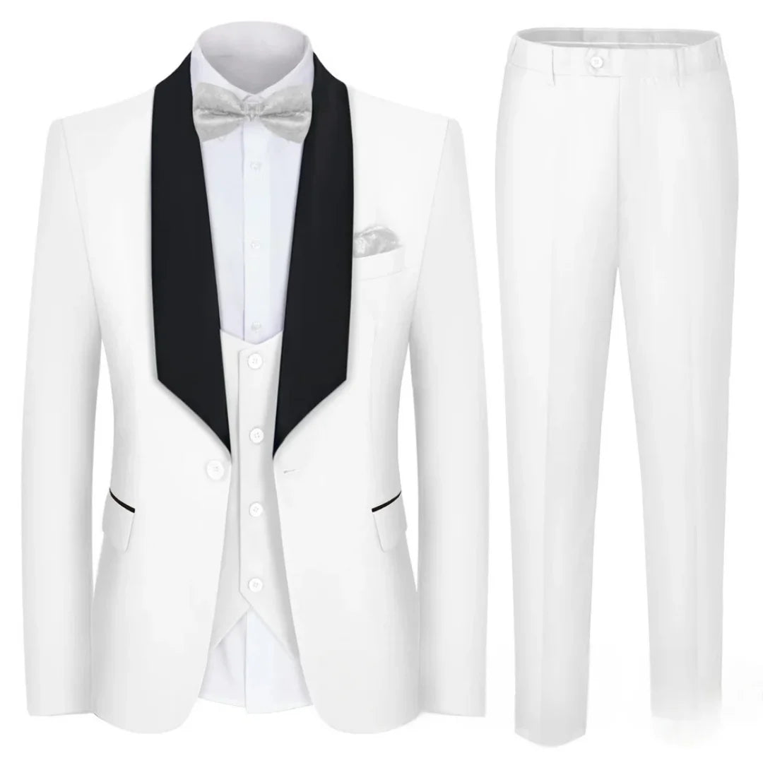 New Design Suit for Men 3 Pieces Formal Wedding Prom Set Slim Fit Jacket Best Man Groom Tuxedos Costume Homme