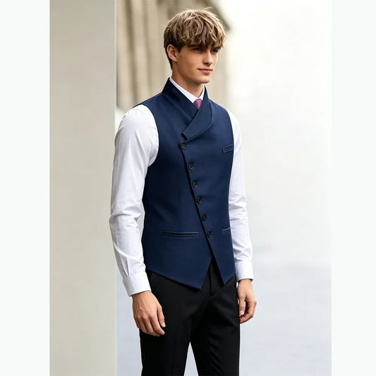 Men's Suit Vest Single Breasted Formal Waistcoat for Men Black Gray Wedding Business