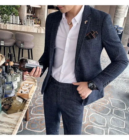 Men's Hemp Linen Suit (Blazer + Pants) – Smart Casual British Style for Business, Wedding & Everyday Wear
